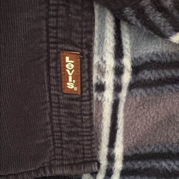 Vintage Levi's Navy Corduroy Shirt Jacket Blue Plaid Fleece Flannel Lining L - Picture 7 of 7